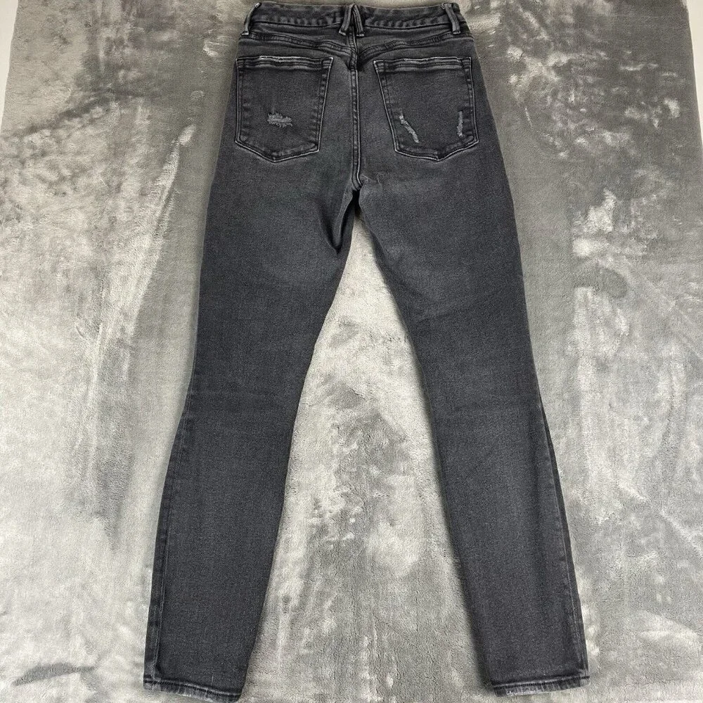 Good American Jeans Womens Size 2/26 Good Waist Black Distressed Jeans - Picture 2 of 11